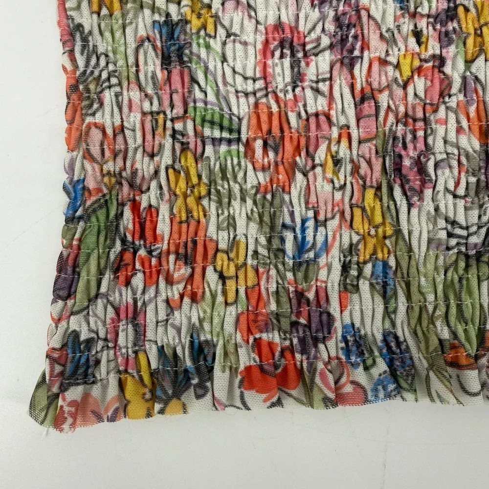 By Anthropologie Aurelia Floral Smocked Mesh Puff Sleeve Top Multi-Color Small